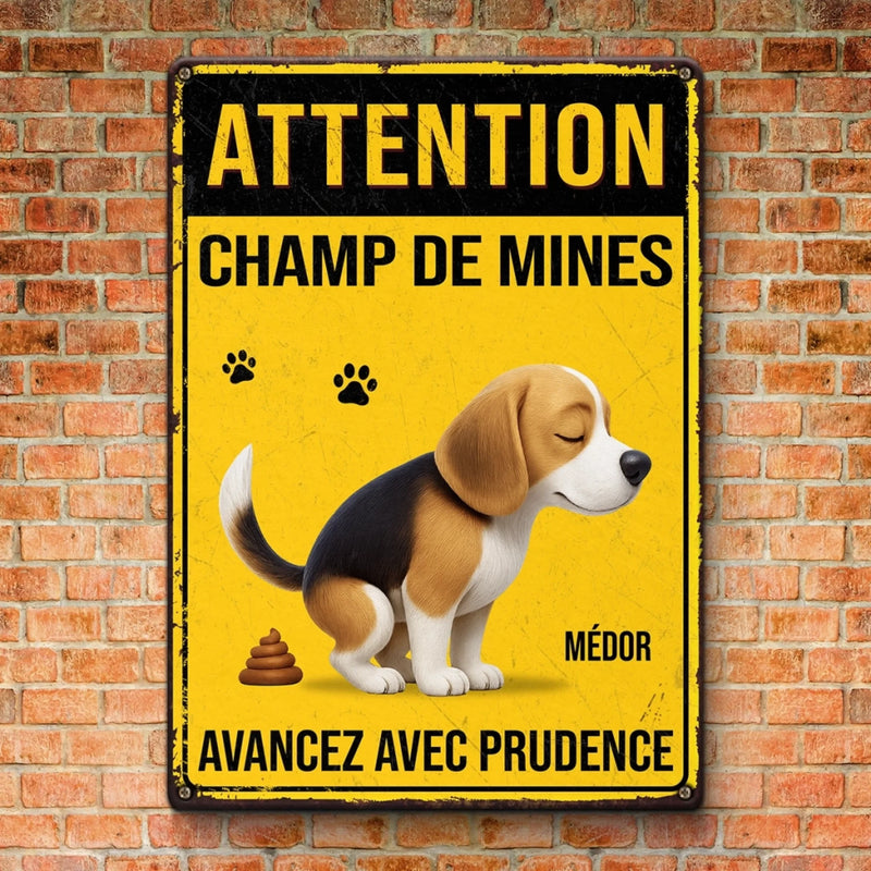 Panneau Métallique Personnalisé Pour La Décoration De La Maison – Cadeaux D’Anniversaire Personnalisés Pour Amoureux Des Chiens, Parents De Chiens – Zone De Crotte En Cours