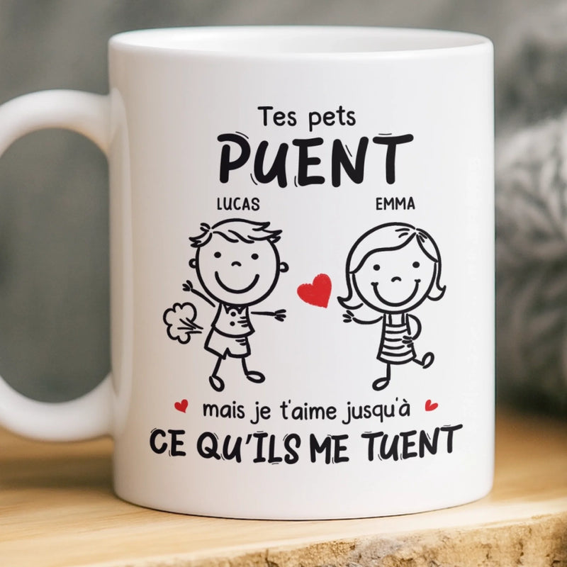 Tasse Personnalisée – Cadeaux D’Anniversaire De Mariage Pour Mari Et Femme, Pour Lui Et Pour Elle – Je T’Aime Même Quand Ça Pue
