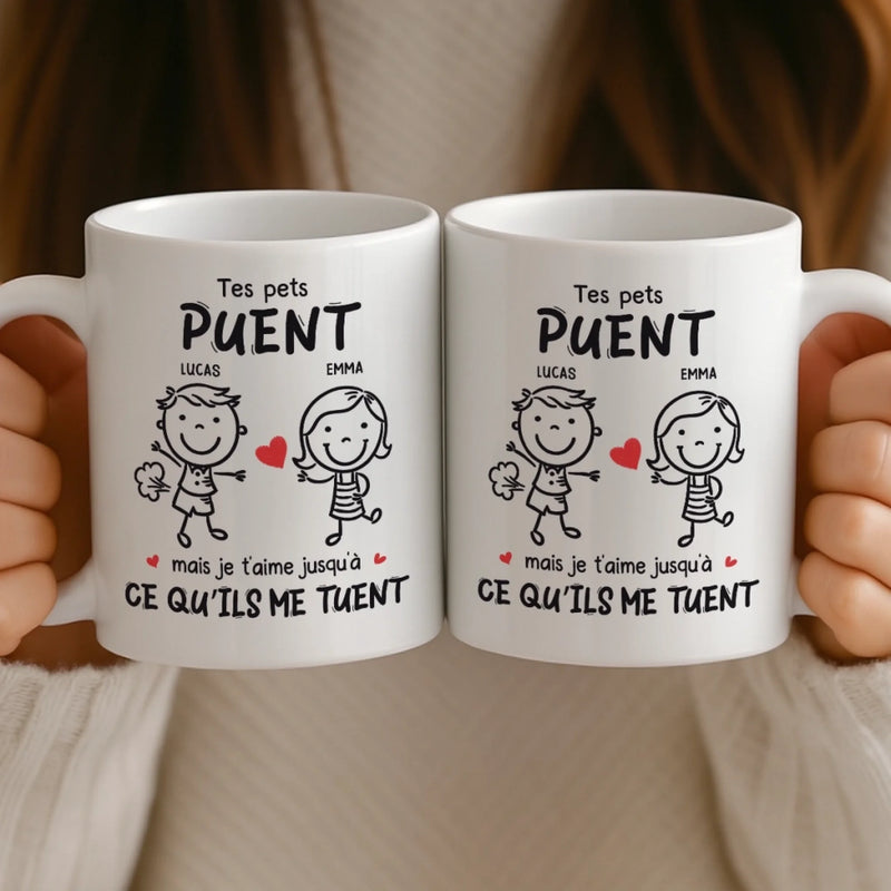 Tasse Personnalisée – Cadeaux D’Anniversaire De Mariage Pour Mari Et Femme, Pour Lui Et Pour Elle – Je T’Aime Même Quand Ça Pue