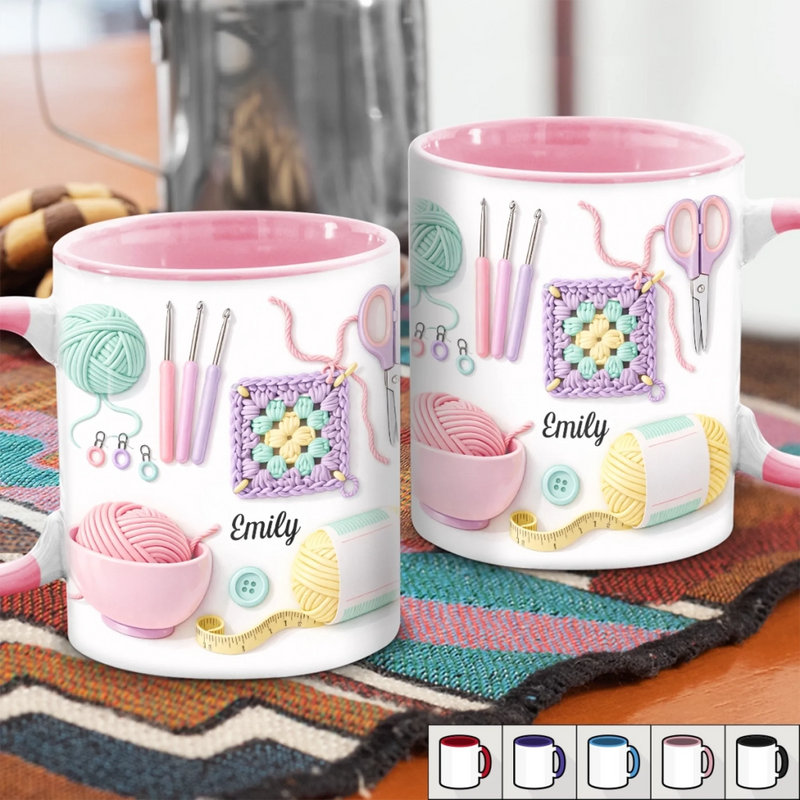 Tasse Personnalisée Bicolore – Cadeaux D’Anniversaire Personnalisés Pour Meilleures Amies, Sœurs, Famille Et Vous-Même – Chaque Maille Raconte Une Histoire