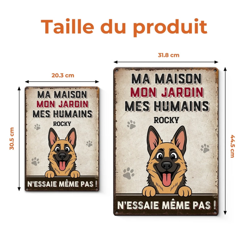 Panneau Métallique Personnalisé Pour La Décoration De La Maison – Cadeaux D’Anniversaire Personnalisés Pour Amoureux Des Chiens, Parents De Chiens – Le Patron Du Jardin Est Un Chien