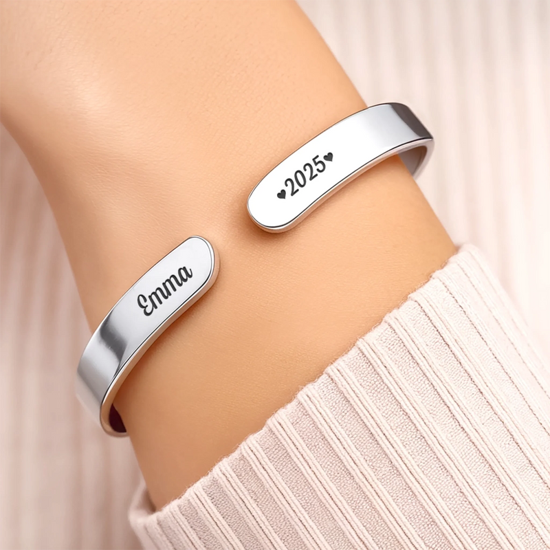 Bracelet Jonc En Acier Inoxydable Gravé Personnalisé – Cadeaux Commémoratifs Personnalisés Pour Honorer La Mémoire De Maman Et Papa – M’a Changé Pour Toujours