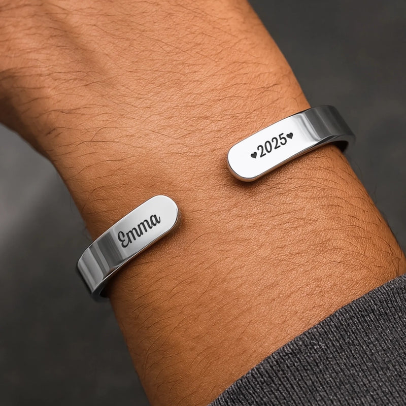 Bracelet Jonc En Acier Inoxydable Gravé Personnalisé – Cadeaux Commémoratifs Personnalisés Pour Honorer La Mémoire De Maman Et Papa – M’a Changé Pour Toujours
