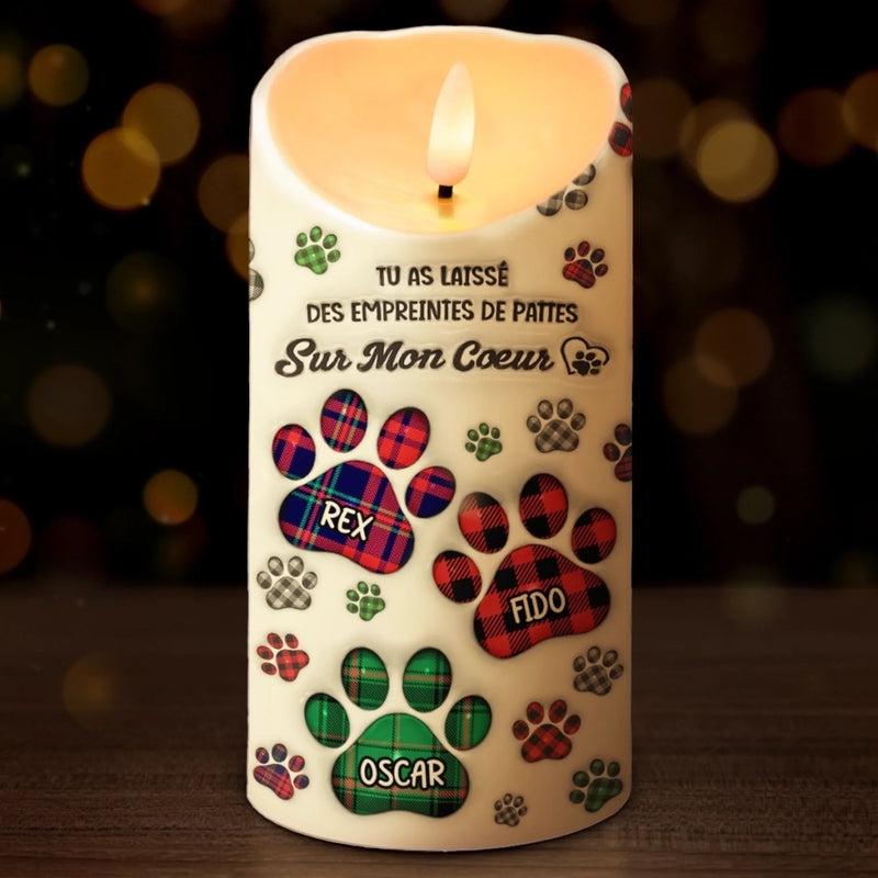 Bougie LED Personnalisée Avec Effet Imprimé 3D En Relief – Cadeaux Commémoratifs Et De Condoléances Personnalisés Pour Chiens Et Chats – Des Pattes Dans Nos Cœurs, Aimés Pour Toujours