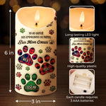 Bougie LED Personnalisée Avec Effet Imprimé 3D En Relief – Cadeaux Commémoratifs Et De Condoléances Personnalisés Pour Chiens Et Chats – Des Pattes Dans Nos Cœurs, Aimés Pour Toujours
