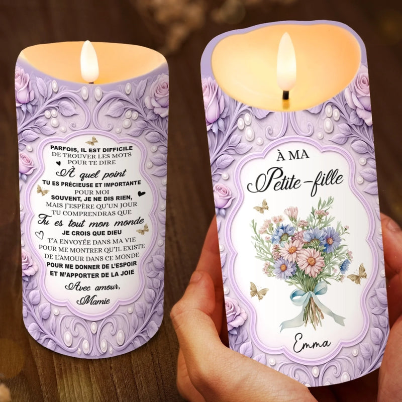 Bougie LED Personnalisée - Cadeaux D’Anniversaire Personnalisés Pour Petite-Fille, Mamie -Tu Es Tout Mon Monde