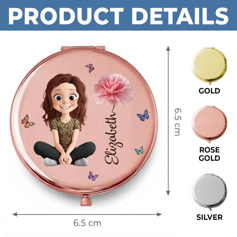 Miroir Compact Personnalisé – Cadeaux D’Anniversaire Personnalisés Pour Meilleures Amies, Femmes, Filles, Sœurs Et BFF – N’Oublie Jamais À Quel Point Tu Es Précieuse