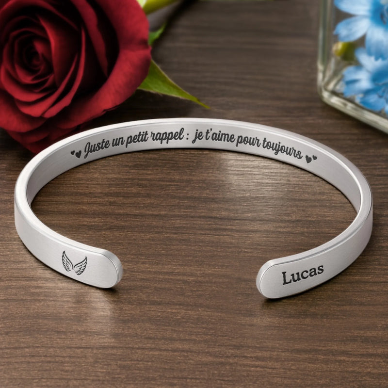 Bracelet Jonc En Acier Inoxydable Gravé Personnalisé – Cadeaux D’Anniversaire De Mariage Et De Mariage Pour Mari Et Femme, Pour Lui Et Pour Elle – Je Suis Toujours Près De Toi