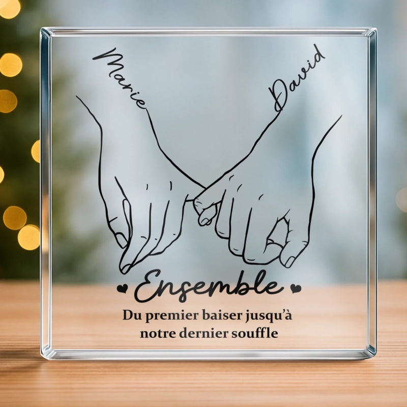 Plaque Acrylique Personnalisée De Forme Carrée – Cadeaux D’Anniversaire De Mariage Et De Mariage Pour Mari Et Femme, Pour Lui Et Pour Elle – L’Amour Grandit À Tes Côtés