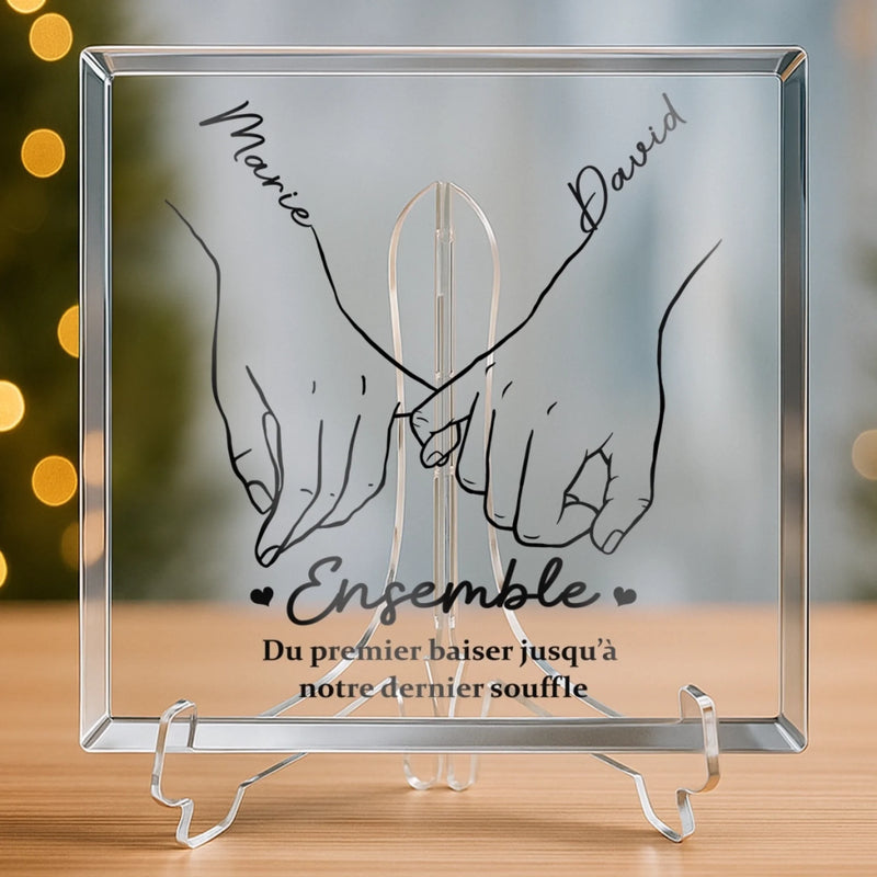 Plaque Acrylique Personnalisée De Forme Carrée – Cadeaux D’Anniversaire De Mariage Et De Mariage Pour Mari Et Femme, Pour Lui Et Pour Elle – L’Amour Grandit À Tes Côtés