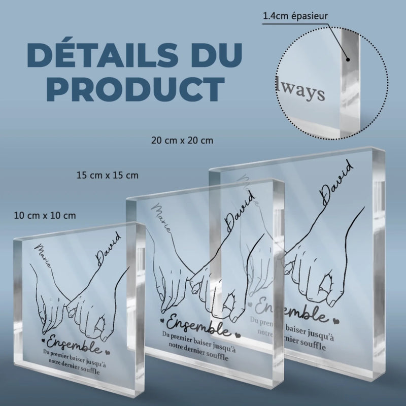 Plaque Acrylique Personnalisée De Forme Carrée – Cadeaux D’Anniversaire De Mariage Et De Mariage Pour Mari Et Femme, Pour Lui Et Pour Elle – L’Amour Grandit À Tes Côtés