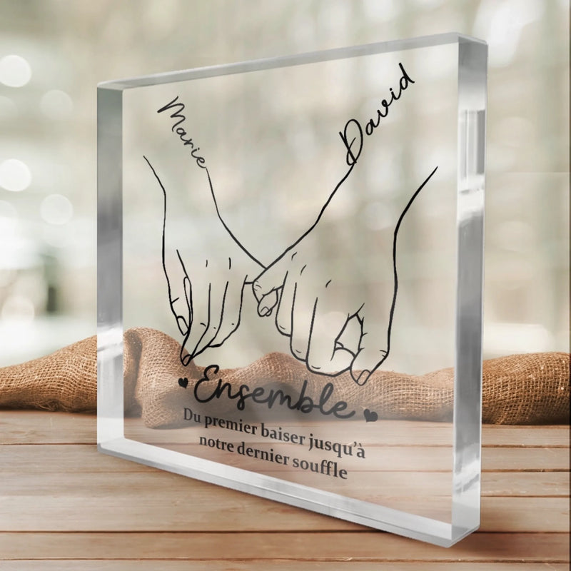 Plaque Acrylique Personnalisée De Forme Carrée – Cadeaux D’Anniversaire De Mariage Et De Mariage Pour Mari Et Femme, Pour Lui Et Pour Elle – L’Amour Grandit À Tes Côtés
