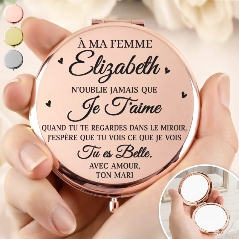 Miroir Compact Personnalisé – Cadeaux D’Anniversaire De Mariage Et De Mariage Pour Mari Et Femme, Pour Lui Et Pour Elle – Avec Toi, Je Me Sens Chez Moi