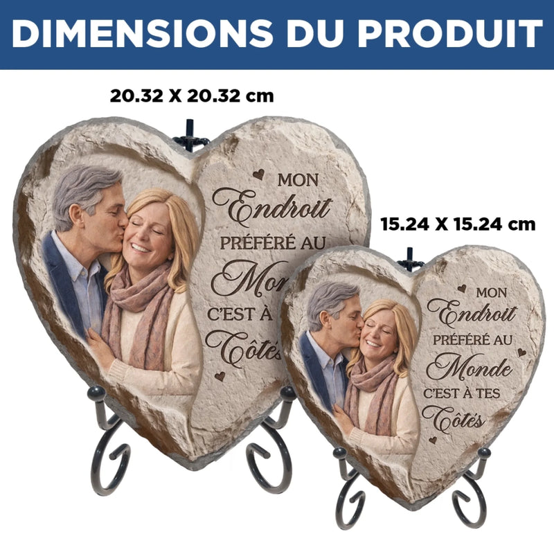 Pierre En Forme De Cœur Personnalisée Avec Photo Et Support – Cadeaux D’Anniversaire De Mariage Et De Mariage Pour Mari Et Femme, Pour Lui Et Pour Elle – Côte À Côte, Tout Devient Juste