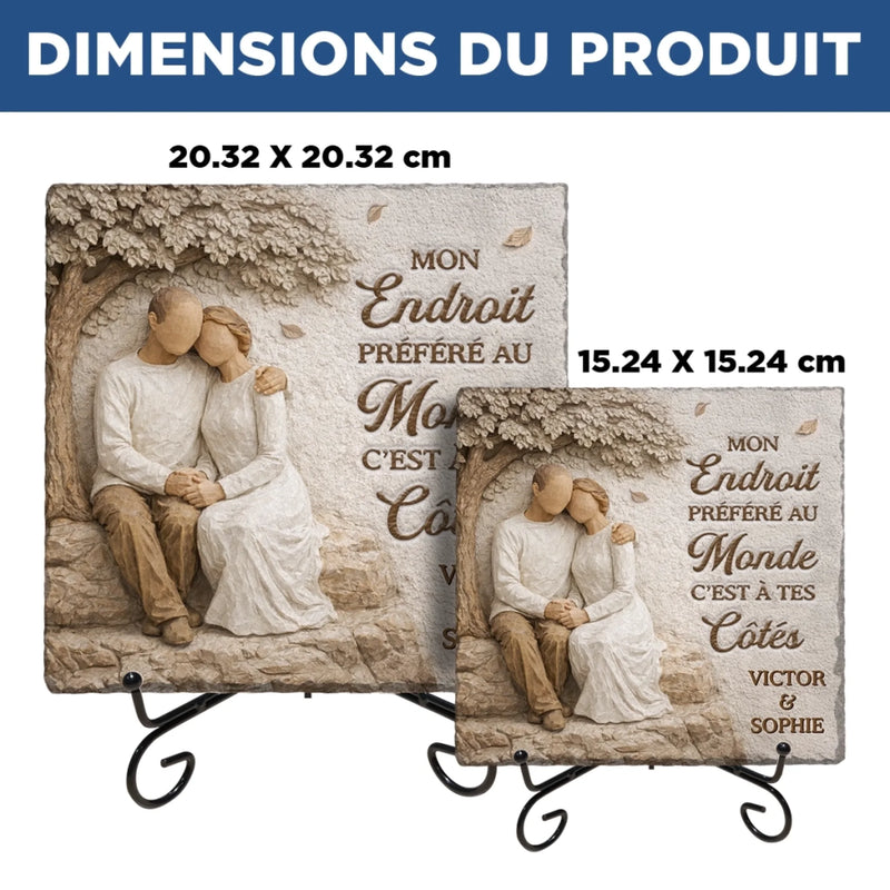 Pierre Carrée Personnalisée Avec Support – Cadeaux D’Anniversaire De Mariage Et De Mariage Pour Mari Et Femme, Pour Lui Et Pour Elle – Notre Amour Est Solide Et Apaisant