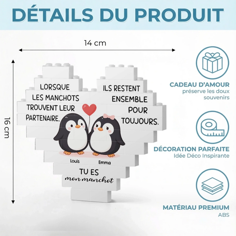 Briques Personnalisées En Forme De Cœur Rectangulaire – Cadeaux Personnalisés D’Anniversaire De Mariage Et De Mariage Pour Mari Et Femme, Pour Lui Et Pour Elle – Tu Es Mon Pour Toujours