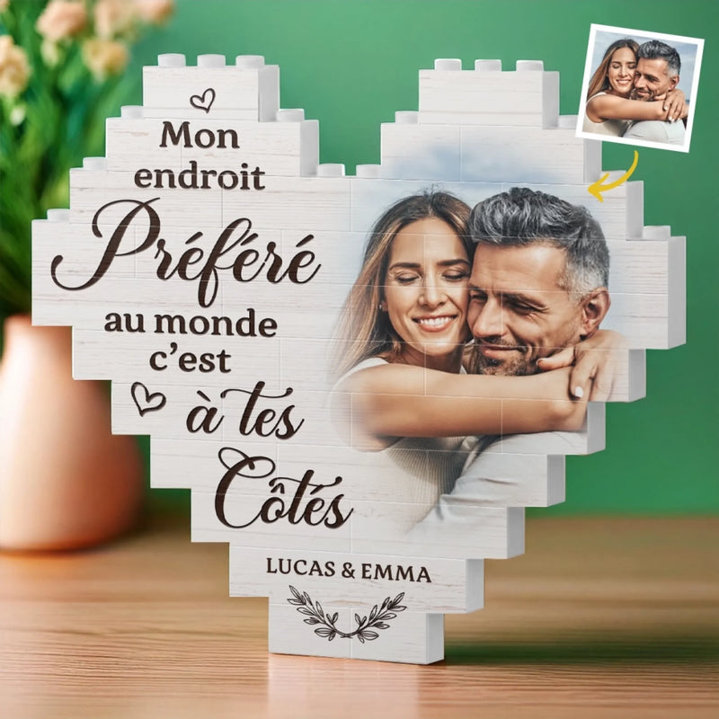 Briques Personnalisées Avec Photo En Forme De Cœur Rectangulaire – Cadeaux Personnalisés D’Anniversaire De Mariage Et De Mariage Pour Mari Et Femme, Pour Lui Et Pour Elle – Là Où Tu Es, Je Me Sens Chez Moi