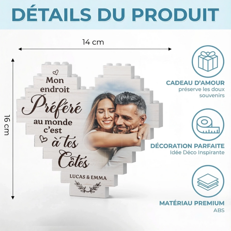 Briques Personnalisées Avec Photo En Forme De Cœur Rectangulaire – Cadeaux Personnalisés D’Anniversaire De Mariage Et De Mariage Pour Mari Et Femme, Pour Lui Et Pour Elle – Là Où Tu Es, Je Me Sens Chez Moi
