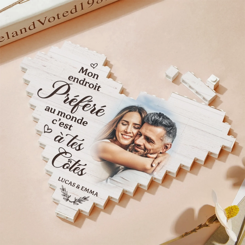 Briques Personnalisées Avec Photo En Forme De Cœur Rectangulaire – Cadeaux Personnalisés D’Anniversaire De Mariage Et De Mariage Pour Mari Et Femme, Pour Lui Et Pour Elle – Là Où Tu Es, Je Me Sens Chez Moi