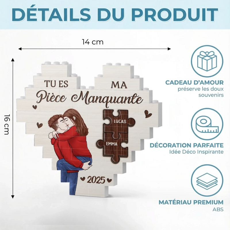 Briques Personnalisées Avec Photo En Forme De Cœur Rectangulaire – Cadeaux Personnalisés D’Anniversaire De Mariage Et De Mariage Pour Mari Et Femme, Pour Lui Et Pour Elle – Avec Toi, J’ai Trouvé Mon Éternité