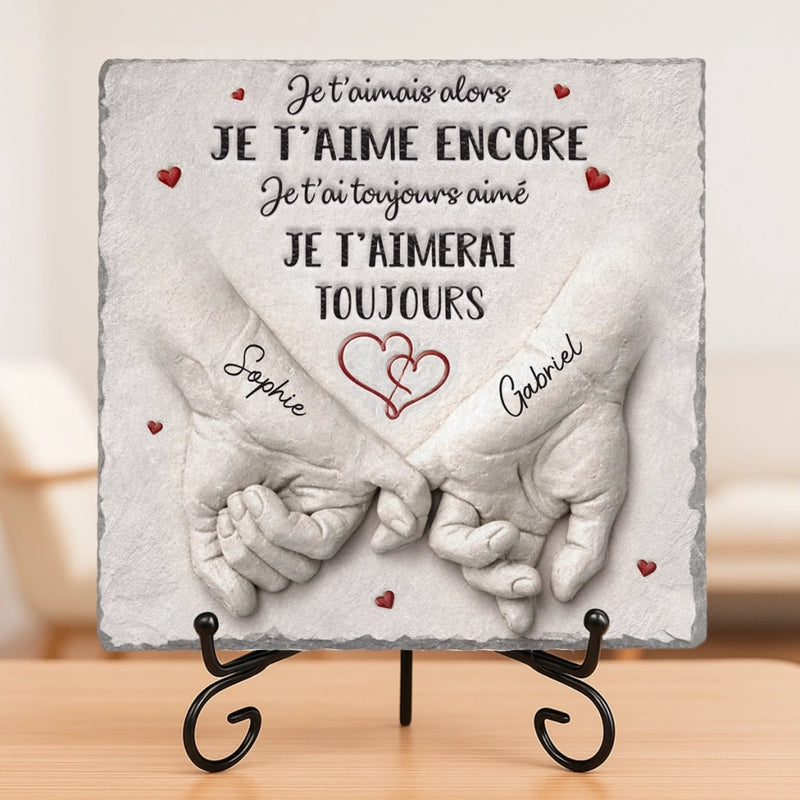 Pierre Carrée Personnalisée Avec Support – Cadeaux D’Anniversaire De Mariage Et De Mariage Pour Mari Et Femme, Pour Lui Et Pour Elle – Tu Es Mon Refuge