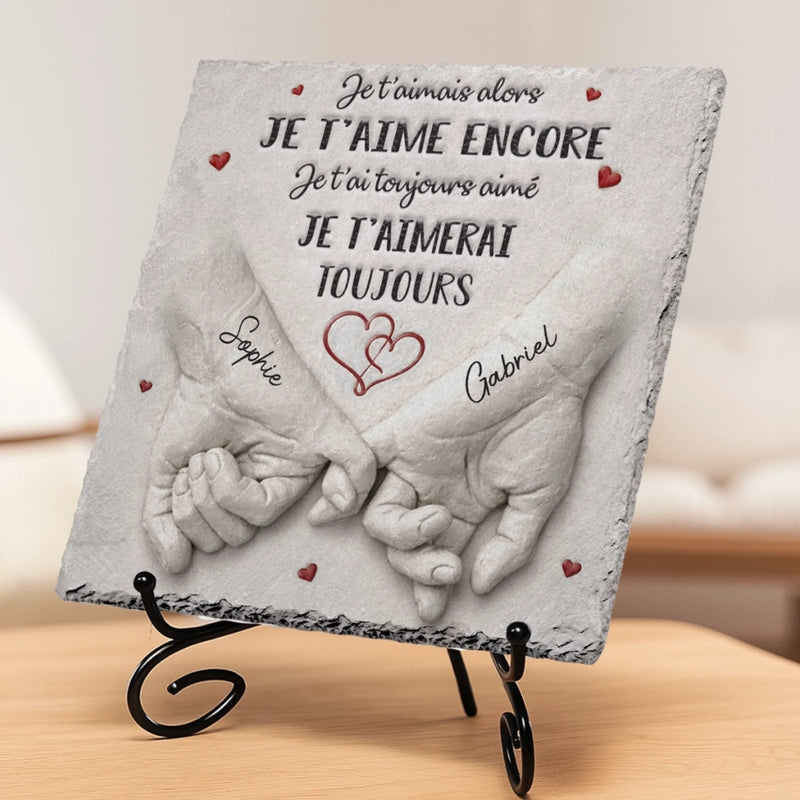 Pierre Carrée Personnalisée Avec Support – Cadeaux D’Anniversaire De Mariage Et De Mariage Pour Mari Et Femme, Pour Lui Et Pour Elle – Tu Es Mon Refuge