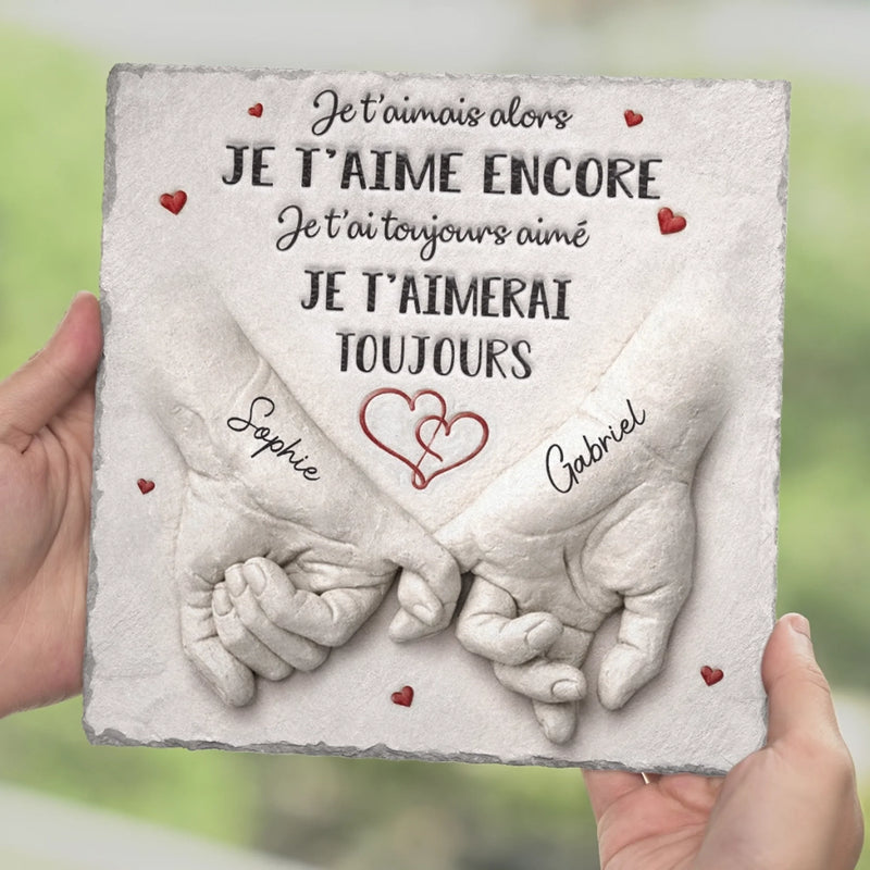 Pierre Carrée Personnalisée Avec Support – Cadeaux D’Anniversaire De Mariage Et De Mariage Pour Mari Et Femme, Pour Lui Et Pour Elle – Tu Es Mon Refuge