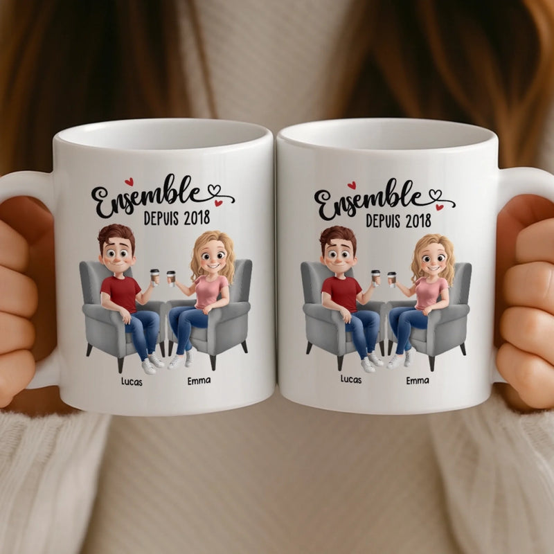Mug Personnalisée – Cadeaux D’Anniversaire De Mariage Pour Mari Et Femme, Pour Lui Et Pour Elle – L'amour Vit Entre Nous