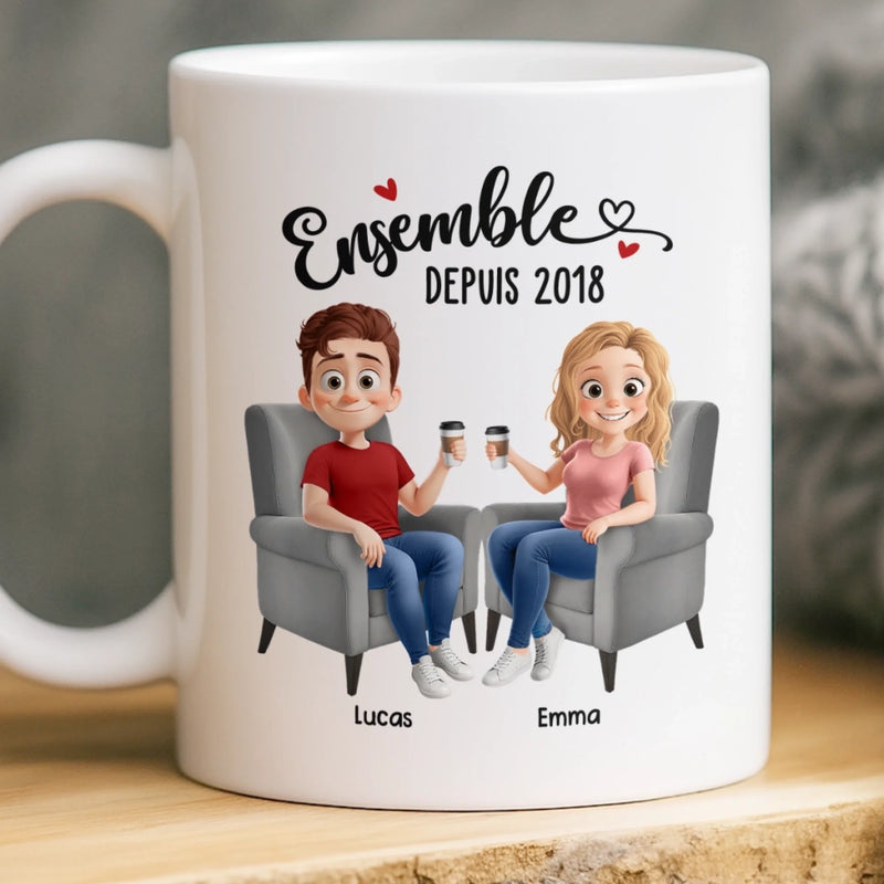 Mug Personnalisée – Cadeaux D’Anniversaire De Mariage Pour Mari Et Femme, Pour Lui Et Pour Elle – L'amour Vit Entre Nous
