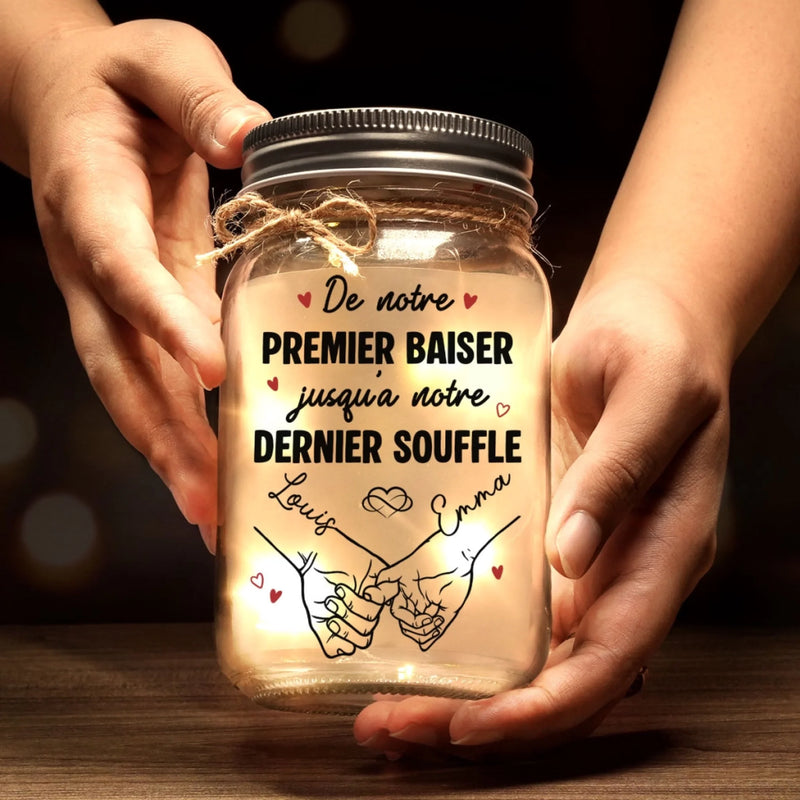 Lampe Bocal Mason Personnalisée – Cadeaux D’Anniversaire Et De Mariage Pour Mari Et Femme, Pour Lui Et Pour Elle – L’Amour, Mis En Bouteille Et Rayonnant