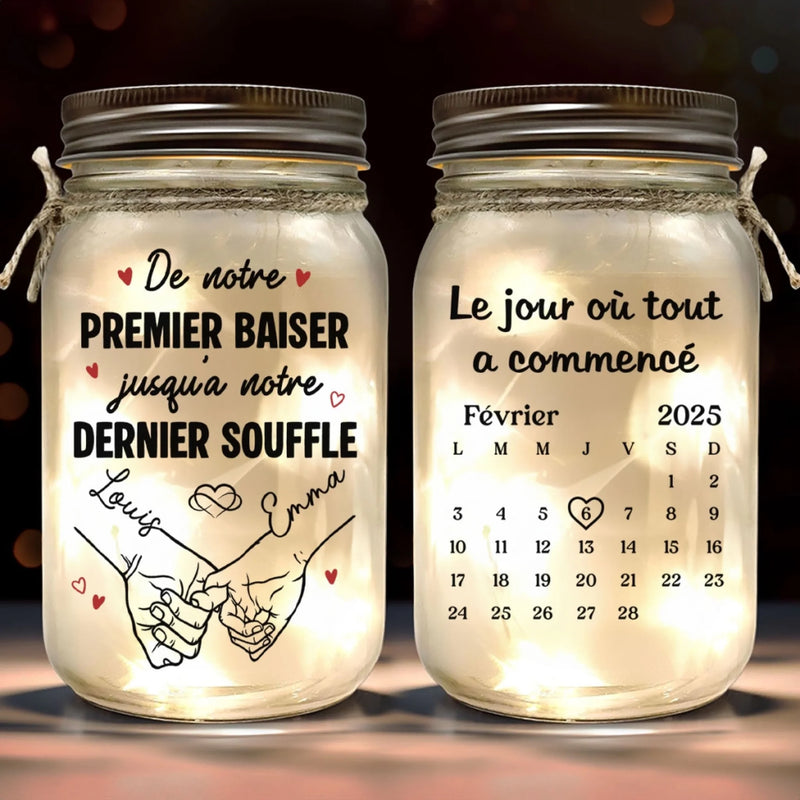 Lampe Bocal Mason Personnalisée – Cadeaux D’Anniversaire Et De Mariage Pour Mari Et Femme, Pour Lui Et Pour Elle – L’Amour, Mis En Bouteille Et Rayonnant