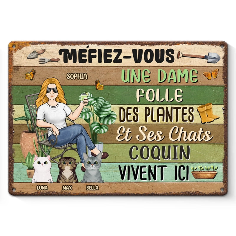 Panneau Métallique Personnalisé Pour La Décoration De La Maison – Cadeaux De Noël Et D’Anniversaire Personnalisés Pour Famille, Amoureux Des Chiens Et Des Chats – Ici, Les Plantes Prospèrent Et Les Animaux Règnent
