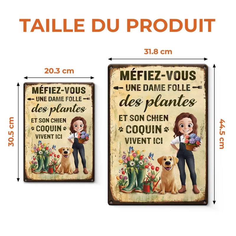 Panneau Métallique Personnalisé Pour La Décoration De La Maison – Cadeaux Personnalisés Pour Jardiniers, Amoureux Des Plantes Et Des Chiens Et Chats – Ici Habitent Des Amoureux Des Plantes