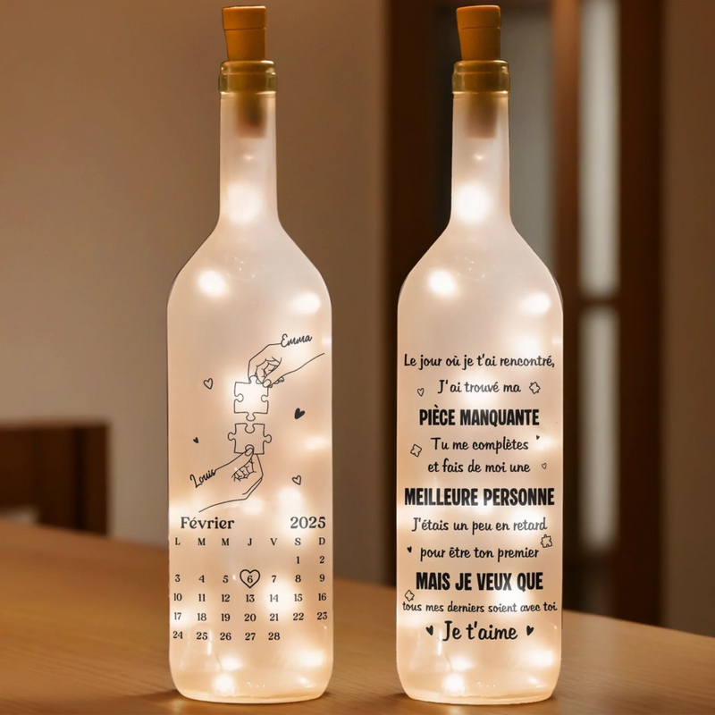 Lampe-Bouteille Personnalisée – Cadeaux D’Anniversaire De Mariage Pour Mari Et Femme, Lui Et Elle – Depuis Toi, Tout Est Enfin À Sa Place