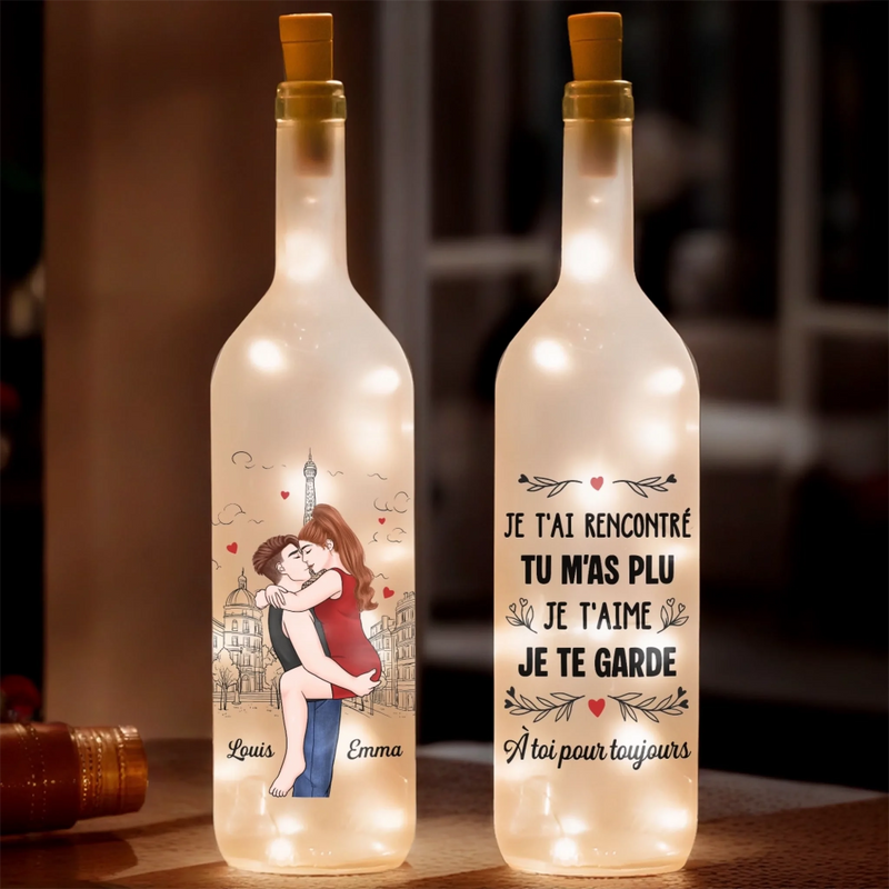 Lampe-Bouteille Personnalisée – Cadeaux D’Anniversaire De Mariage Pour Mari Et Femme, Lui Et Elle – Avec Toi, Le Pour Toujours Commence