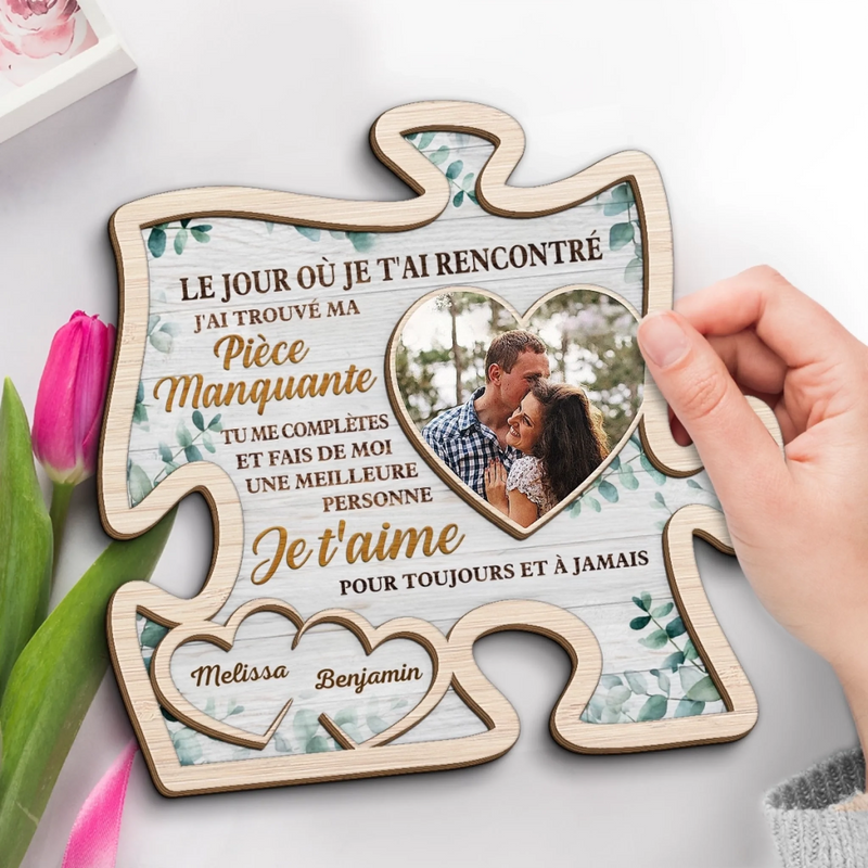 Plaque En Bois Personnalisée À Deux Couches Avec Photo Et Support – Cadeaux D’Anniversaire De Mariage Pour Mari Et Femme, Lui Et Elle – Avec Toi, Tout Trouve Sa Place