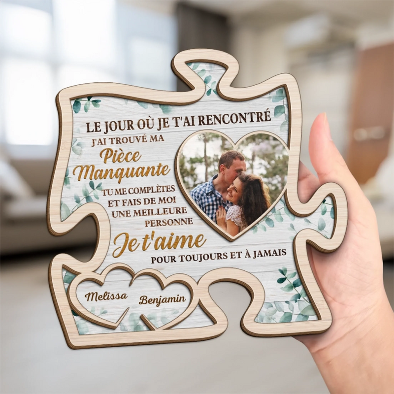 Plaque En Bois Personnalisée À Deux Couches Avec Photo Et Support – Cadeaux D’Anniversaire De Mariage Pour Mari Et Femme, Lui Et Elle – Avec Toi, Tout Trouve Sa Place