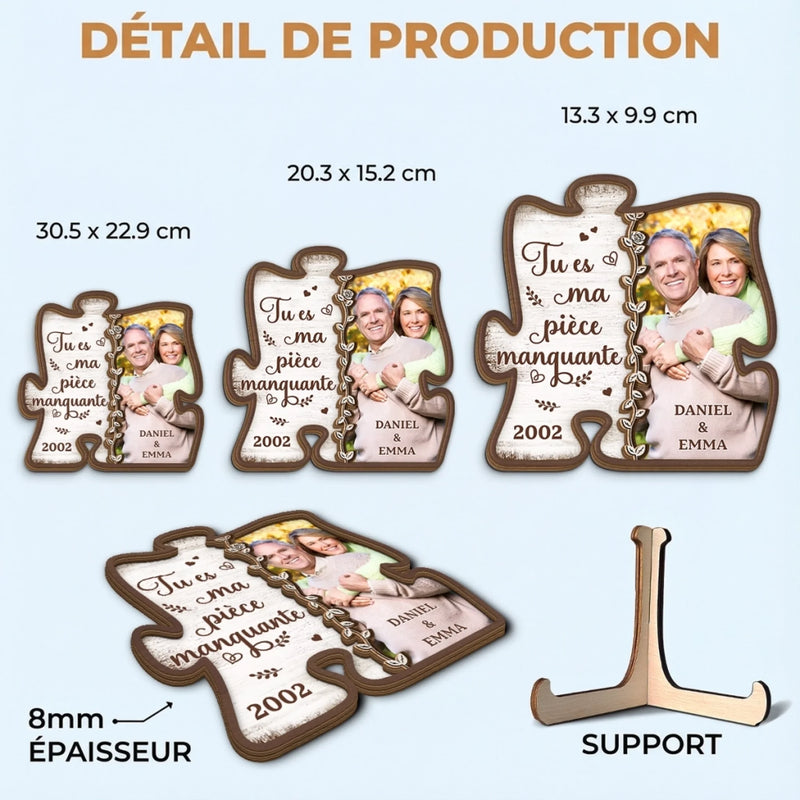 Plaque En Bois Personnalisée À Deux Couches Avec Photo Et Support – Cadeaux D’Anniversaire De Mariage Pour Mari Et Femme, Lui Et Elle – Deux Âmes Qui S’emboîtent Parfaitement