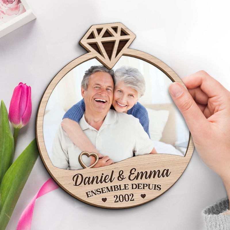 Plaque En Bois Personnalisée À Deux Couches Avec Photo Et Support – Cadeaux D’Anniversaire De Mariage Pour Mari Et Femme, Lui Et Elle – Là Où Tu Es, Tout S’Assemble