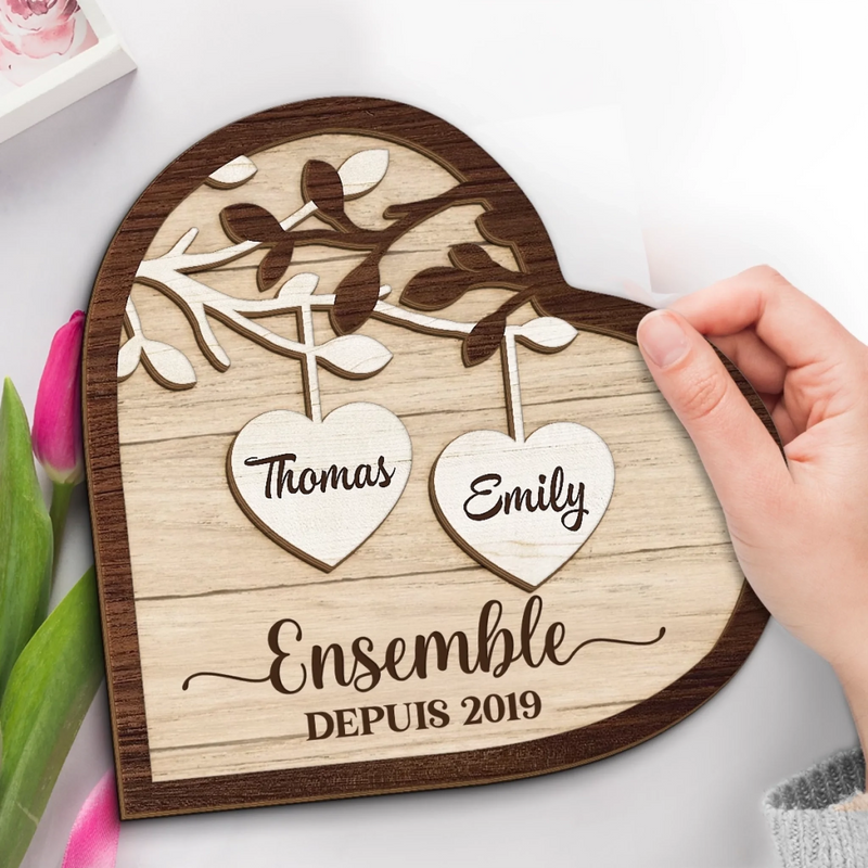 Plaque En Bois Personnalisée À Deux Couches Avec Support – Cadeaux D’Anniversaire De Mariage Pour Mari Et Femme, Lui Et Elle – Tu Complètes Chaque Partie De Mon Cœur