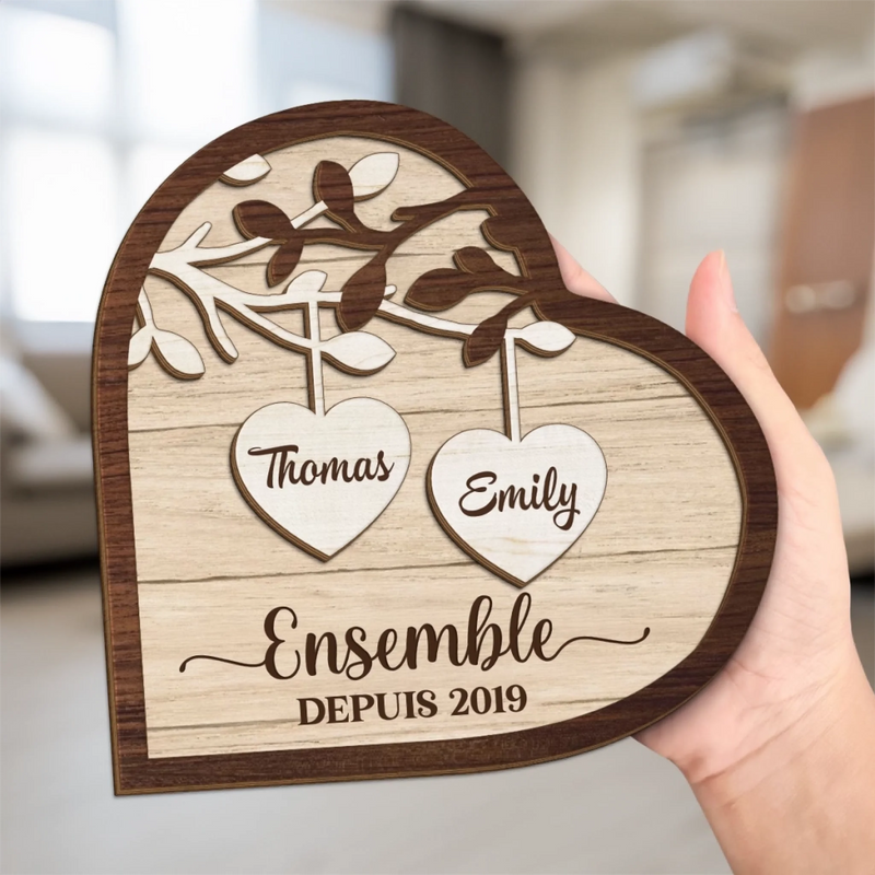 Plaque En Bois Personnalisée À Deux Couches Avec Support – Cadeaux D’Anniversaire De Mariage Pour Mari Et Femme, Lui Et Elle – Tu Complètes Chaque Partie De Mon Cœur