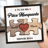 Plaque En Bois Personnalisée À Deux Couches Avec Support – Cadeaux D’Anniversaire De Mariage Pour Mari Et Femme, Lui Et Elle – Tu Es La Pièce Qui Donne Sens À Ma Vie