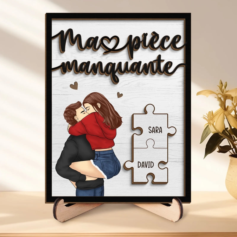 Plaque En Bois Personnalisée À Deux Couches Avec Support – Cadeaux D’Anniversaire De Mariage Pour Mari Et Femme, Lui Et Elle – Ensemble Depuis Le Premier Battement De Cœur