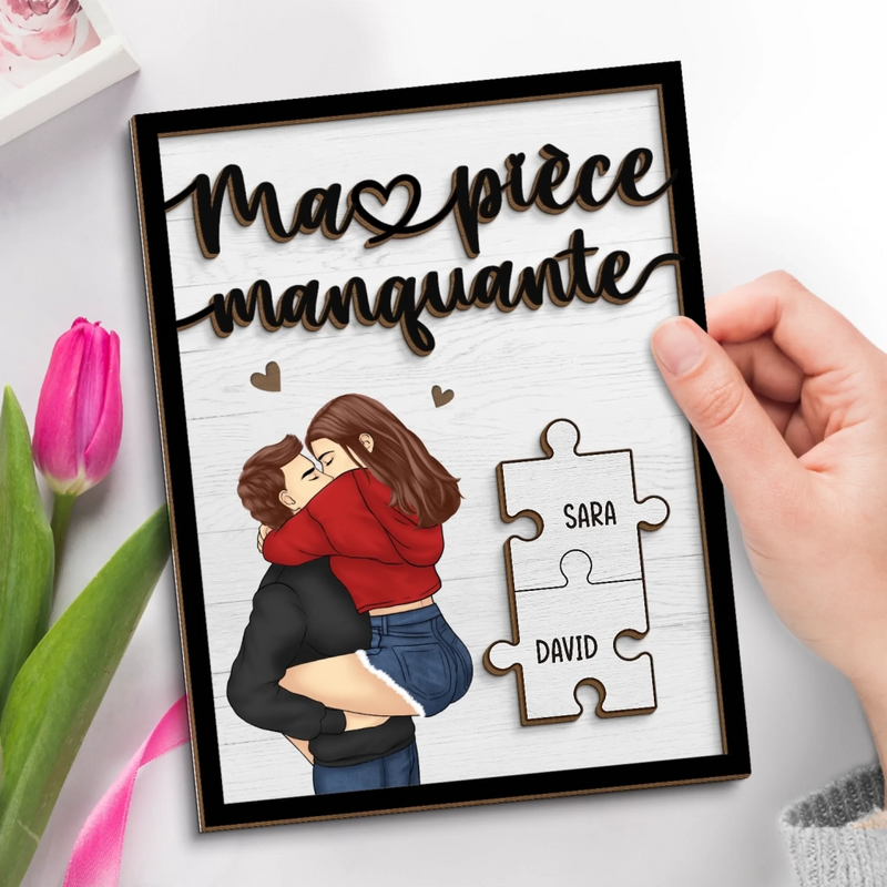 Plaque En Bois Personnalisée À Deux Couches Avec Support – Cadeaux D’Anniversaire De Mariage Pour Mari Et Femme, Lui Et Elle – Ensemble Depuis Le Premier Battement De Cœur