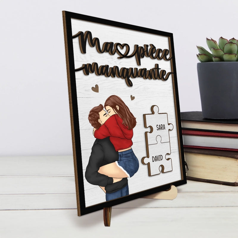 Plaque En Bois Personnalisée À Deux Couches Avec Support – Cadeaux D’Anniversaire De Mariage Pour Mari Et Femme, Lui Et Elle – Ensemble Depuis Le Premier Battement De Cœur