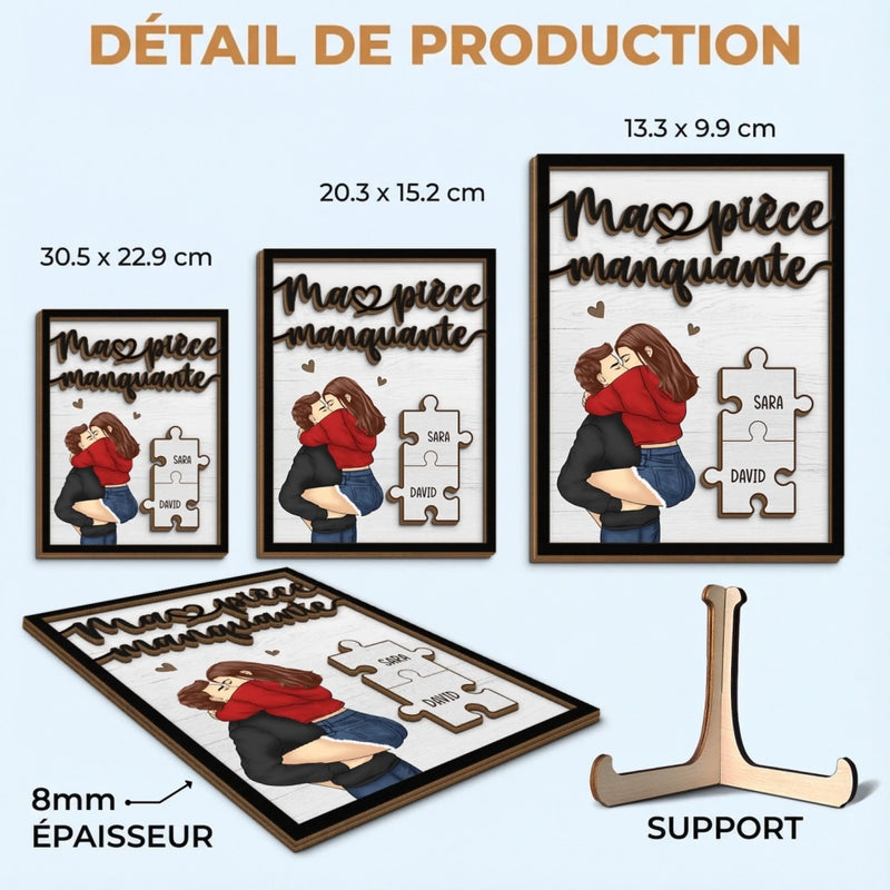 Plaque En Bois Personnalisée À Deux Couches Avec Support – Cadeaux D’Anniversaire De Mariage Pour Mari Et Femme, Lui Et Elle – Ensemble Depuis Le Premier Battement De Cœur