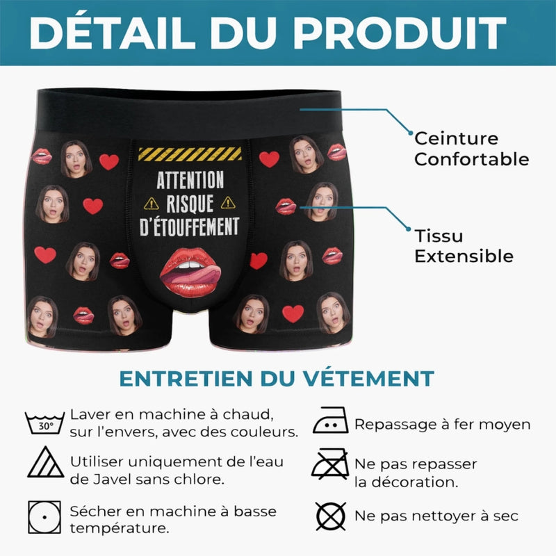 Boxer Homme Personnalisé Avec Photo – Cadeaux D’Anniversaire, De Noël Et De Mariage Pour Mari Et Femme, Pour Lui Et Pour Elle – Avec Toi Je Perds Le Controle Doucement