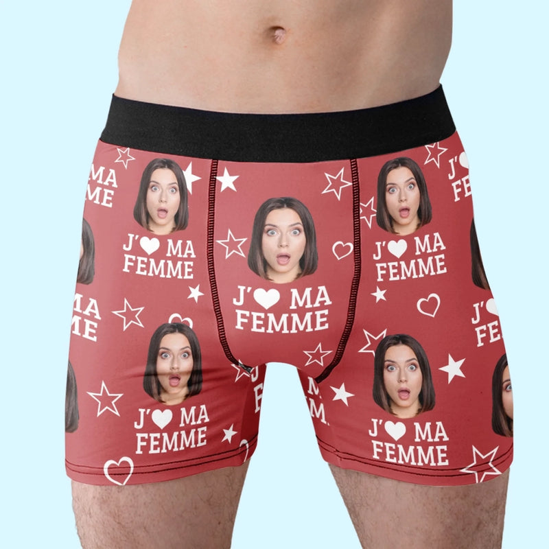 Boxer Homme Personnalisé Avec Photo – Cadeaux D’Anniversaire, De Noël Et De Mariage Pour Mari Et Femme, Pour Lui Et Pour Elle – Ton Sourire Me Donne De Mauvaises Idees