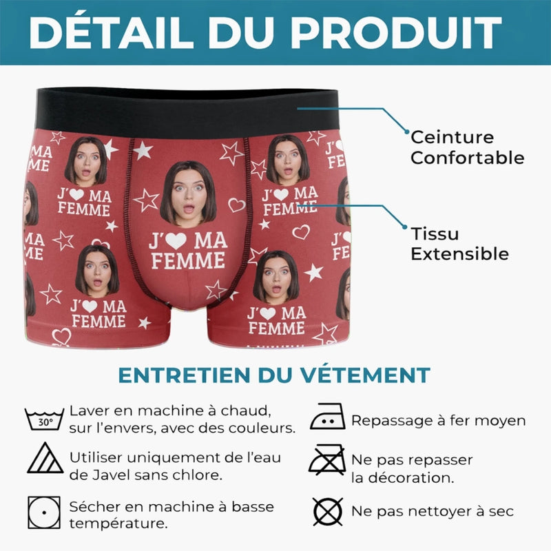 Boxer Homme Personnalisé Avec Photo – Cadeaux D’Anniversaire, De Noël Et De Mariage Pour Mari Et Femme, Pour Lui Et Pour Elle – Ton Sourire Me Donne De Mauvaises Idees
