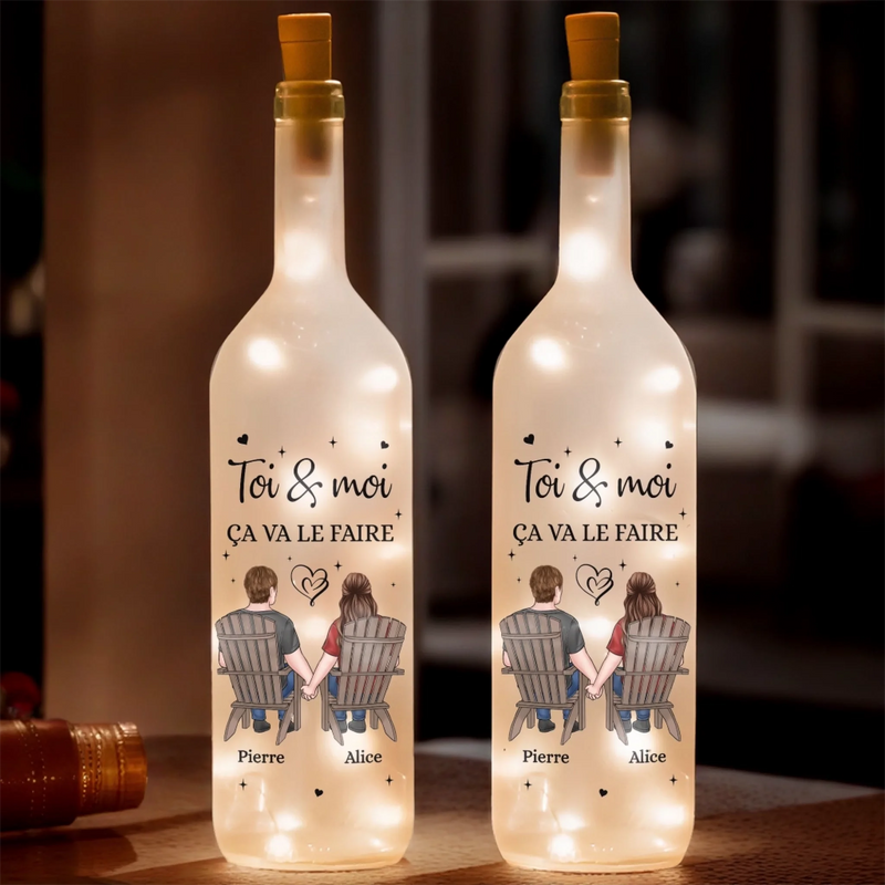 Lampe-Bouteille Personnalisée – Cadeaux D’Anniversaire De Mariage Pour Mari Et Femme, Lui Et Elle – Là Où Commence Notre Calme
